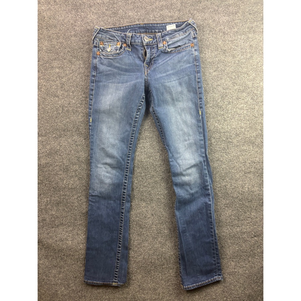 True Religion Slim Straight Jeans‎ Womens 28 Blue Low Rise Denim SEAT